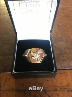 Franklin Mint Gold Eagle Ring With A Diamond Weight 15.07grams