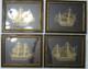 Franklin Mint Gold On Sterling Silver Boat Artwork 4ct Lot 12x15