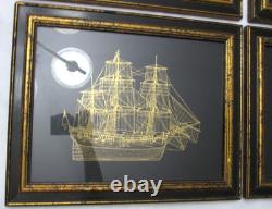 Franklin Mint Gold On Sterling Silver Boat Artwork 4ct Lot 12x15