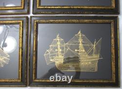 Franklin Mint Gold On Sterling Silver Boat Artwork 4ct Lot 12x15