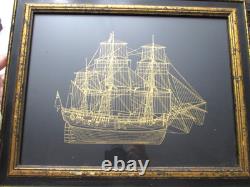 Franklin Mint Gold On Sterling Silver Boat Artwork 4ct Lot 12x15
