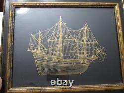 Franklin Mint Gold On Sterling Silver Boat Artwork 4ct Lot 12x15