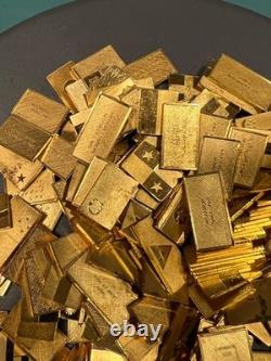 Franklin Mint Gold Over Sterling Silver Flag Ingots 277 Grams 8.9 Troy Oz. 925