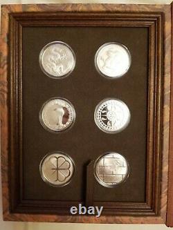 Franklin Mint Good Luck Medals 12 Sterling Silver in Case Set