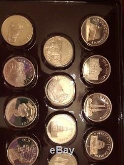 Franklin Mint Great American Landmarks Sterling Silver Medals Coins With Box