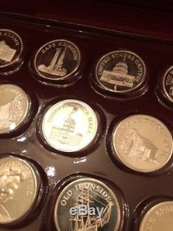 Franklin Mint Great American Landmarks Sterling Silver Medals Coins With Box