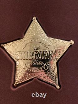 Franklin Mint Great Western Lawmen all 12 Sterling Silver Badges & Wood Case