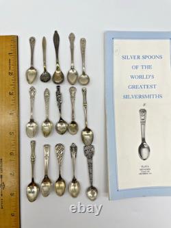 Franklin Mint Greatest Silversmiths Silver Spoons, 925, Set of 15