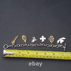 Franklin Mint Harley-Davidson Charm Bracelet 6 Sterling 925 Charms 7 Long