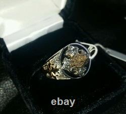 Franklin Mint Harley Davidson Insignia Men's Ring Size 10 11 D4J4223 24K Gold