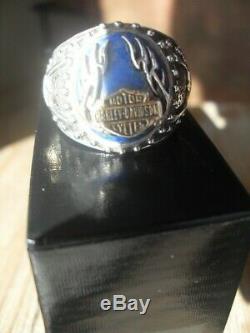 Franklin Mint Harley Davidson Men's Heavy Sterling Silver Ring