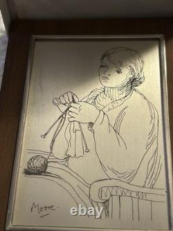 Franklin Mint Henry Moore Woman Knitting Sterling Silver Etching