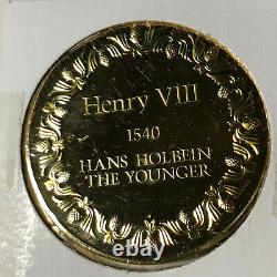 Franklin Mint, Henry VIII 2 oz 24k Gold Sterling Silver Medal Round