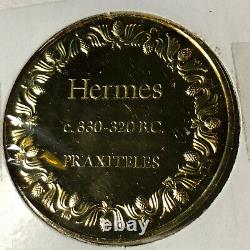 Franklin Mint, Hermes 2 oz 24k Gold Sterling Silver Medal Round