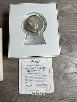 Franklin Mint John F Kennedy Sterling Silver Memorial Medal with Box and COA