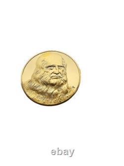Franklin Mint Leonardo Da Vinci Gold on Sterling Silver 2 oz Self Portrait Medal
