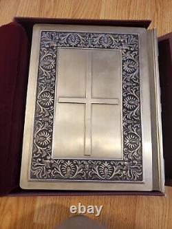 Franklin Mint Library Sterling Silver Vintage Holy Bible With Illustrations