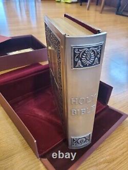 Franklin Mint Library Sterling Silver Vintage Holy Bible With Illustrations