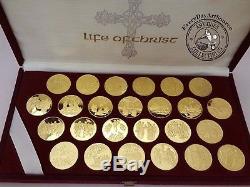 Franklin Mint Life of Christ Vermeil Sterling Silver Coin Set With Case COA Gold