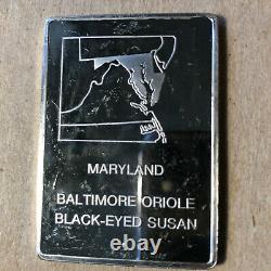 Franklin Mint Maryland State Bird and Flower 1.25 oz Sterling Silver Art Bar