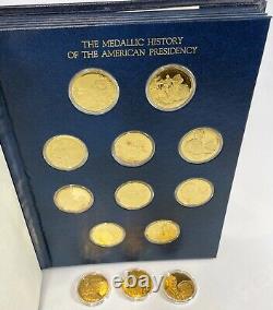 Franklin Mint Medallic History Presidency 24K Plated Sterling 13 Medals with Book