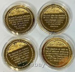 Franklin Mint Medallic History Presidency 24K Plated Sterling 13 Medals with Book