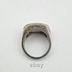 Franklin Mint Men's 925 Sterling Silver & 14K Yellow Gold Eagle & Onyx Ring 10