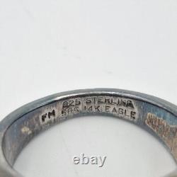 Franklin Mint Men's 925 Sterling Silver & 14K Yellow Gold Eagle & Onyx Ring 10