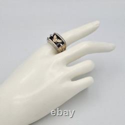 Franklin Mint Men's 925 Sterling Silver & 14K Yellow Gold Eagle & Onyx Ring 10