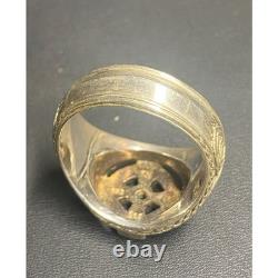 Franklin Mint Men's Celtic 925 Sterling Silver And Emerald Cross Ring Sky