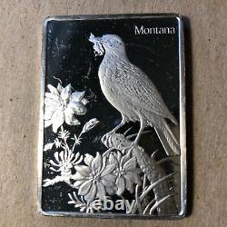 Franklin Mint Montana State Bird and Flower 1.25 oz Sterling Silver Art Bar