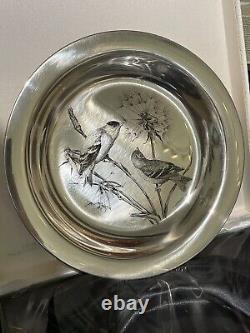 Franklin Mint National Audubon Society Sterling Silver The Goldfinch Plate 200g