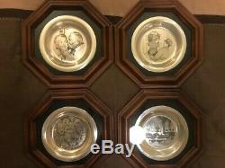 Franklin Mint Norman Rockwell Set Of 4 Sterling Silver Plates