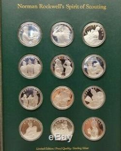 Franklin Mint Norman Rockwell's Spirit of Scouting 1972 12 Sterling Silver Coins