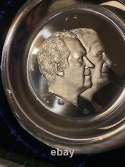 Franklin Mint -Official 1973 Inaugural Nixon Agnew STERLING SILVER Plate 12.5 Oz