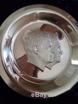 Franklin Mint Official 1973 Inaugural Plate Sterling Silver Nixon/Agnew