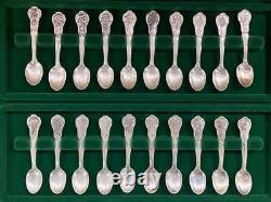 Franklin Mint Official 50 State Flower Sterling Silver Mini Spoons Complete Set