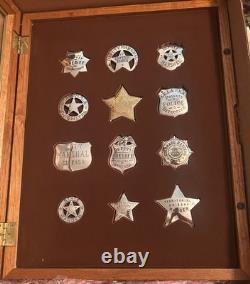 Franklin Mint Official Badges Of The Great Western Lawmen Sterling Silver 12 Pcs