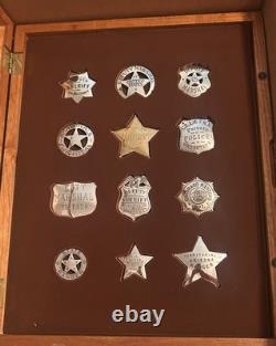 Franklin Mint Official Badges Of The Great Western Lawmen Sterling Silver 12 Pcs