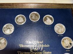 Franklin Mint Official Bicentennial Medals Of Original 13 States. 925 Ss Coins