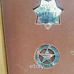 Franklin Mint Official Sterling Silver Badges Western Lawmen With Display Case