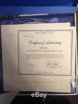 Franklin Mint Official University Of Washington Solid Sterling Silver Plate COA