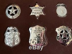 Franklin Mint Old West Sheriff Badges Display Set of 12- Sterling Silver