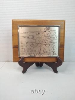 Franklin Mint Pablo Picasso The Hunter Sterling Silver Etching Framed 6x7 3/8