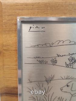 Franklin Mint Pablo Picasso The Hunter Sterling Silver Etching Framed 6x7 3/8