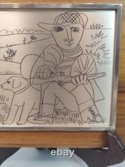 Franklin Mint Pablo Picasso The Hunter Sterling Silver Etching Framed 6x7 3/8