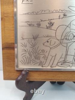 Franklin Mint Pablo Picasso The Hunter Sterling Silver Etching Framed 6x7 3/8