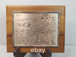 Franklin Mint Pablo Picasso The Hunter Sterling Silver Etching Framed 6x7 3/8