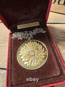 Franklin Mint Pendant of the Perfect Blossom 24k Gold on Sterling Silver COA Box