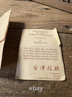 Franklin Mint Pendant of the Perfect Blossom 24k Gold on Sterling Silver COA Box